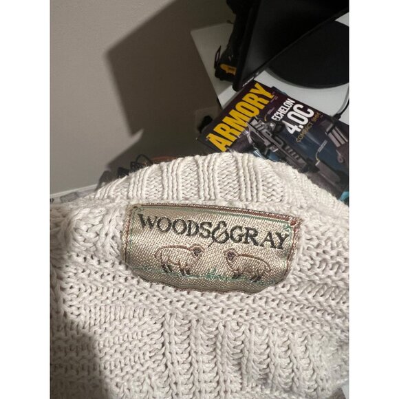 Womens Woods & Gray white-knit button-down casual  cardigan MEDIUM - Picture 5 of 7